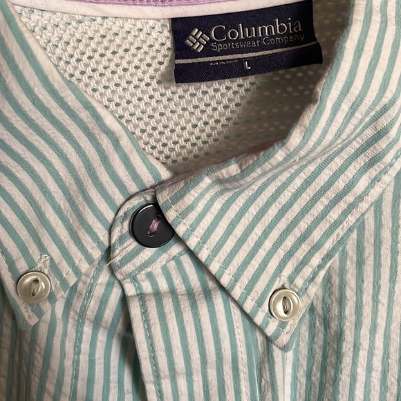 Columbia PFG Short-Sleeve Button Down, Blue Pinstripe - Size L - Picture 5 of 8